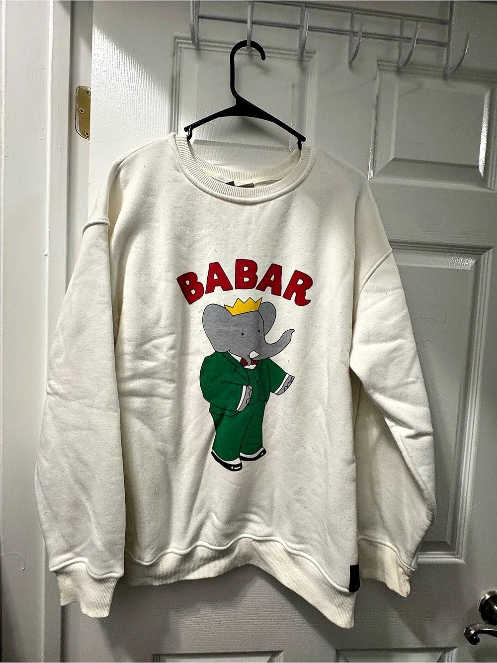 Babar Graphic Sweatshirt in White & Green Size L